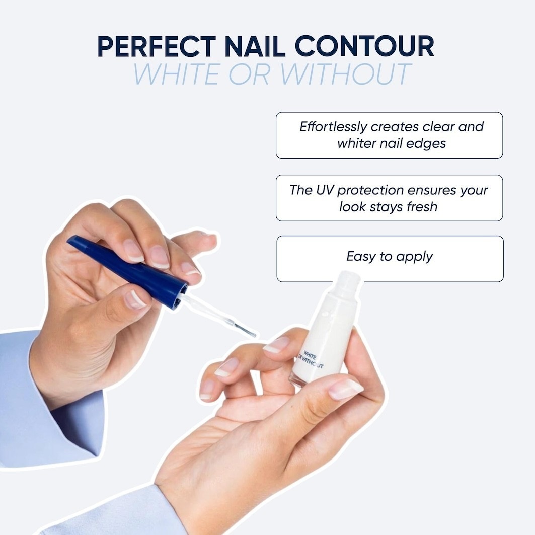 Herome Cosmetics lak za nokte za njegu ruku Perfect Nail Contour „Bijeli ili bez“ s intenzivirajućim efektom – 8 ml