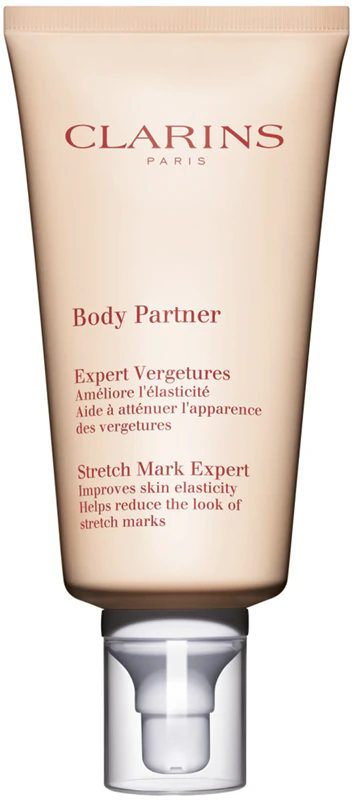 Clarins Body Partner Stretch Mark Expert verzachtende bodycrème die bestaande stretchmarks vermindert en de vorming van nieuwe voorkomt.