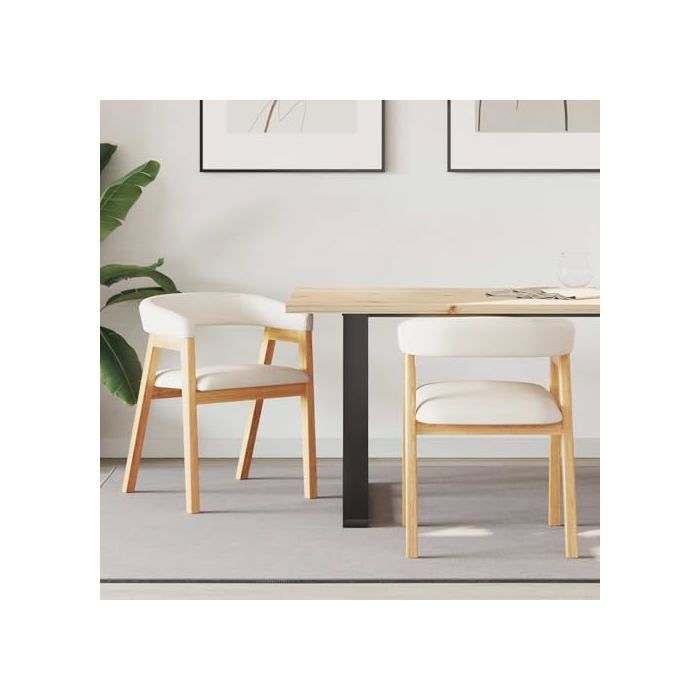 Chaises de salle à manger en bois de caoutchouc - vidaXL - Naturel - 54x57x73 cm - Accoudoirs rembourrés