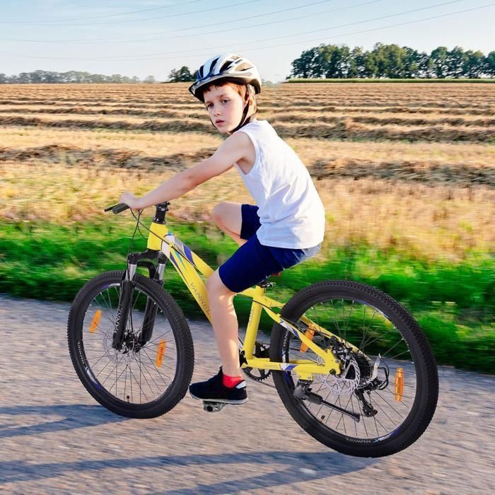Premium 24-inch bicycle, 6-speed derailleur, unisex mountain bike, brakes and disc brakes, aluminum frame