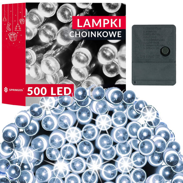 Lampki świąteczne 500 Led biały zimny 34,5 m oświetlenie