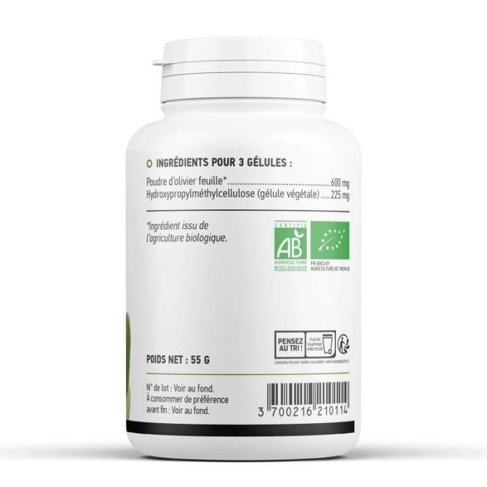 Foglie di olivo biologiche 200 mg - 200 capsule vegetali
