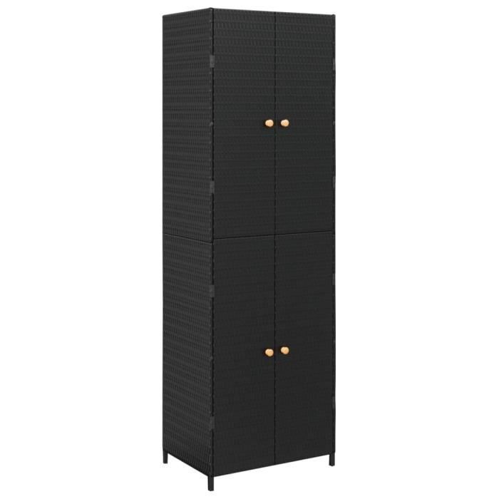Armoire de rangement - VIDAXL - Noir - 59x40x180 cm - Résine tressée - Extérieur