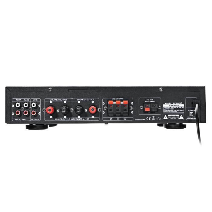 Amplificateur HIFI 2000W 220V Amplificateur de puissance Audio BT Stéréo USB SD FM LED Noir