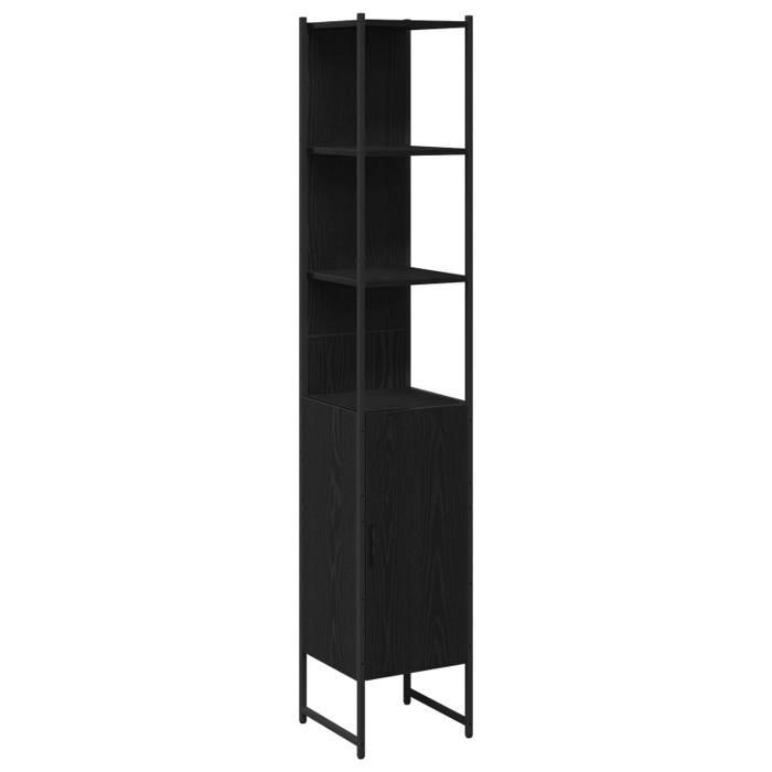 Conjunto de muebles de baño - Roble negro - 4 piezas - Estilo contemporáneo - Acabado mate
