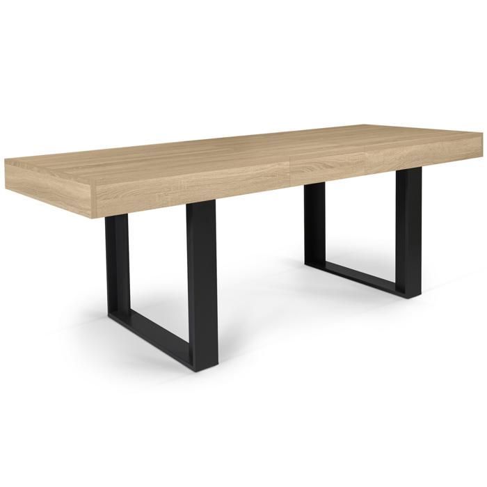 IDMARKET Phoenix uitschuifbare rechthoekige eettafel voor 4-8 personen, hout en zwart, 160-200 cm
