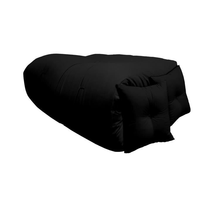 Futon en coton, couleur noir, 80x200x13 cm