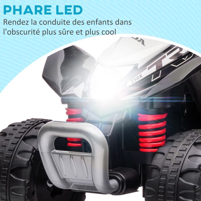 Quad eléctrico infantil AIYAPLAY - 6V, velocidad de 2,8 km/h - Faros LED, claxon - Manillar y asiento ergonómicos, color negro