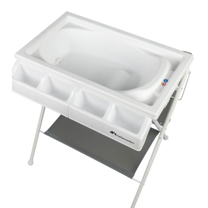 Fasciatoio e vaschetta da bagno 2 in 1 BEBECONFORT Baltic, pieghevole, dalla nascita fino a 12 mesi (11 kg), grigio minerale.