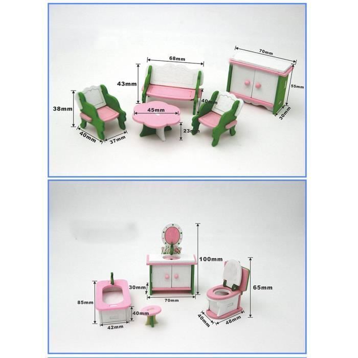 49 Pcs 11 Ensembles Bebe En Bois Meubles Poupees Maison Miniature Enfant Jouets Jouets Cadeaux