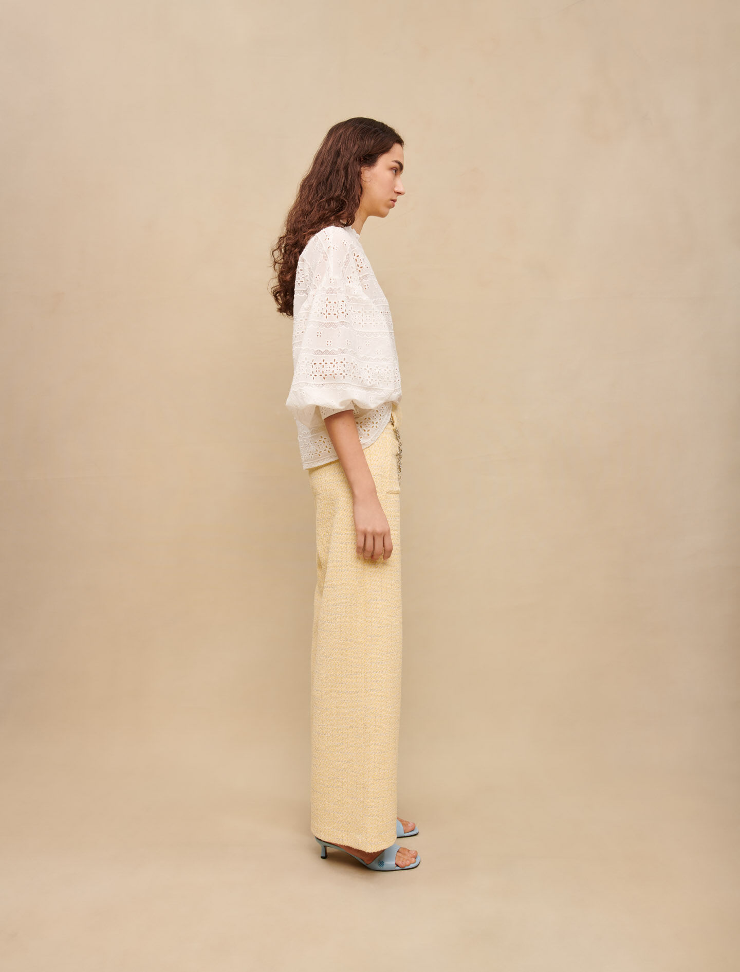 Witte katoenen blouse met borduursels - Wit