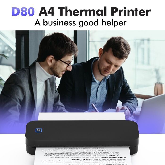 Impressora térmica portátil A4 sem tinta - Impressora sem fio Bluetooth compatível com iOS e Android - Mini impressora