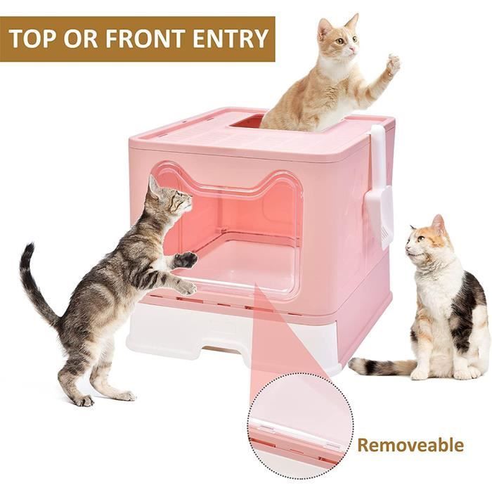 Arenero para gatitos - KEDIA - Casita de baño para gatos - Rosa - Mediano - Gato - Junior