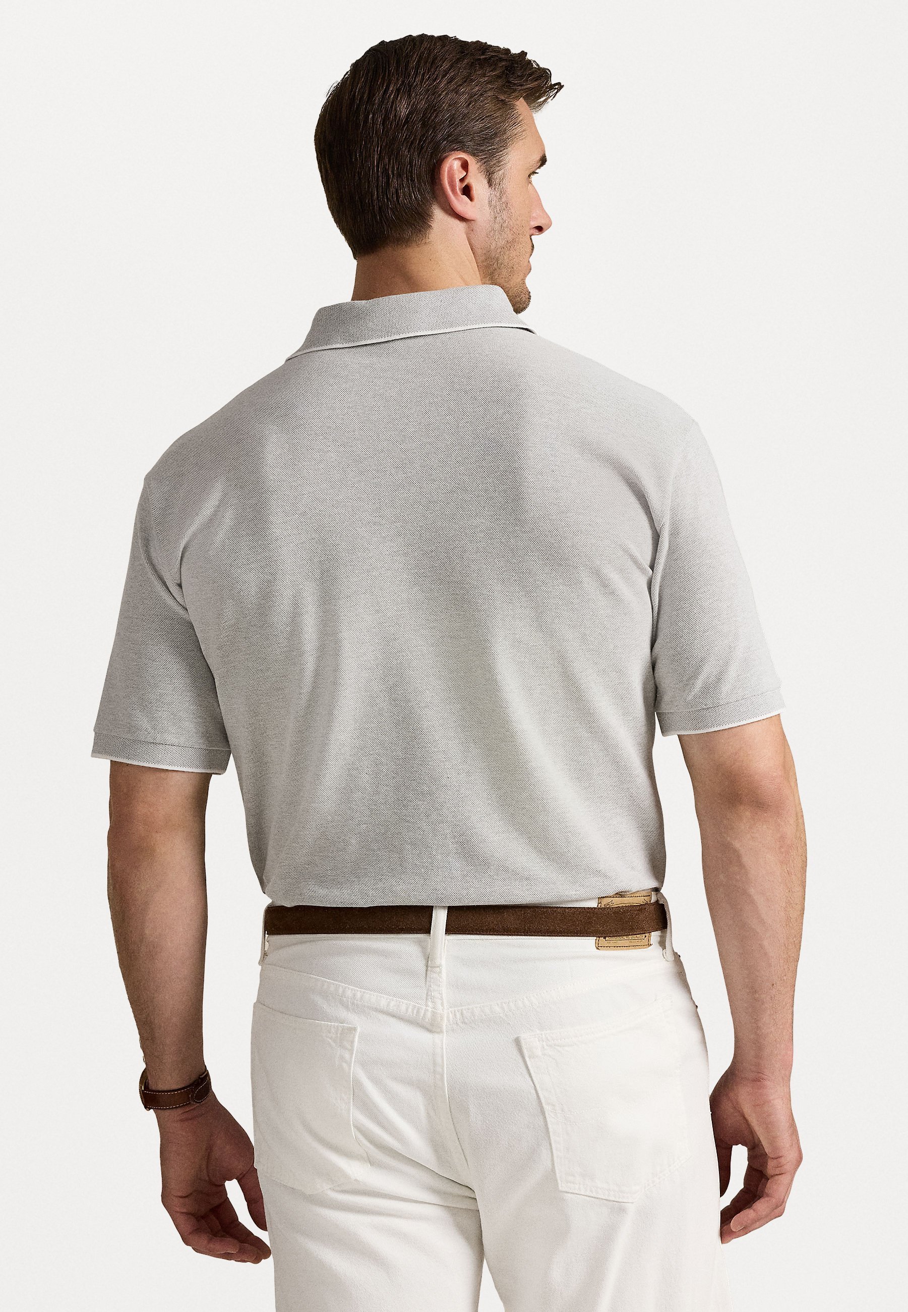 Polo Ralph Lauren Grandes Tailles STRETCH OXFORD - Polo - Andover chiné/blanc
