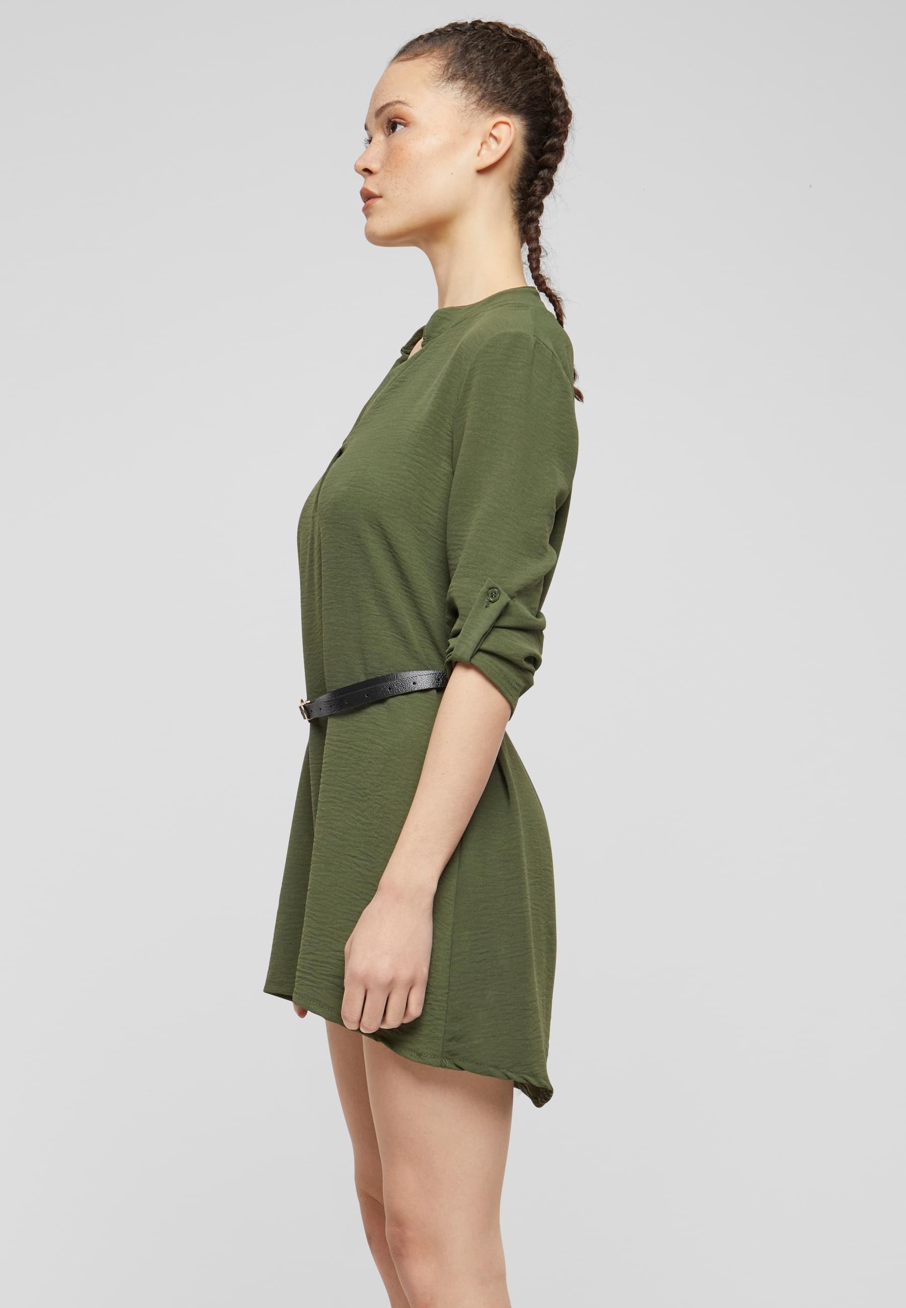 Cloud 5ive Blouse met omgeslagen rand en riem - Groen