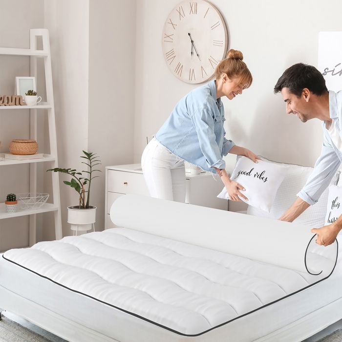 Cubrecolchón CASABEL Cloud de 140 x 200 cm en microfibra - Máximo confort - Suave, antiácaros, transpirable - para colchones dobles