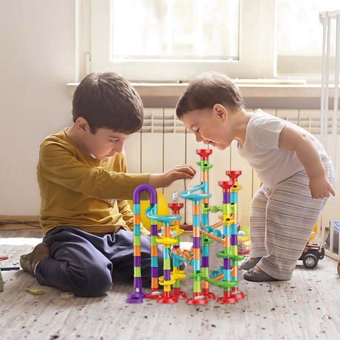 Pista de canicas para niños, laberinto de canicas de 113 piezas, juguetes de bloques de construcción, juguete para niñas y niños de 3 años en adelante.