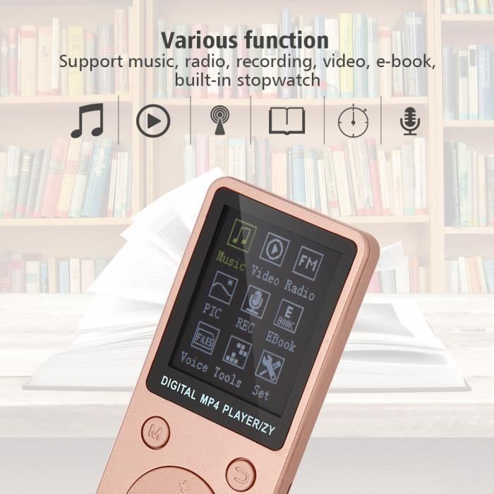 32GB Portable MP4 Player with Screen and Headphones - Rose Gold