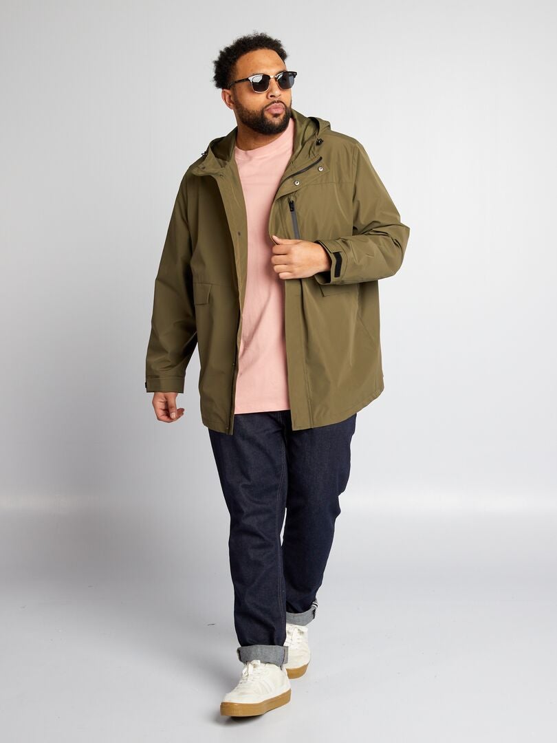Krótka parka z kapturem - KHAKI