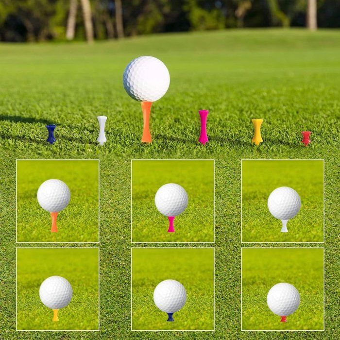 Tees de golf - Paquete de 120 - 6 tamaños - Plástico - Reutilizables - Equipo de entrenamiento para golfistas profesionales -