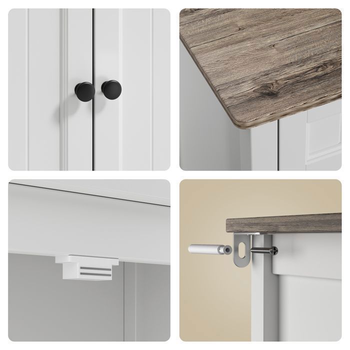 Mobile contenitore Bealife - Grigio - Armadio, Credenza da cucina, Mobile da cucina con 2 ante e 2 cassetti, Mobili da bagno
