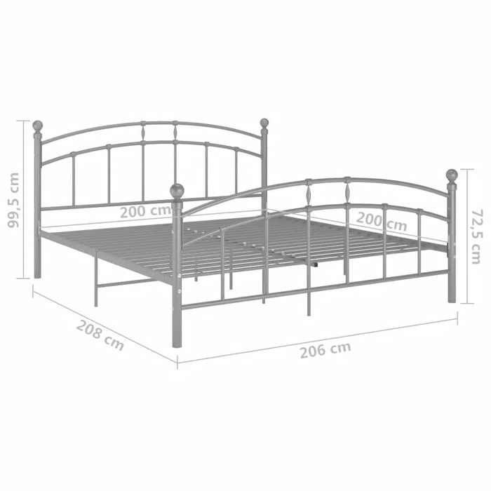 Grigio 200 x 200 cm - Letto in metallo - Portata massima 150 kg - Struttura letto - Materasso non incluso - Metallo grigio 200x200 cm 005_769789