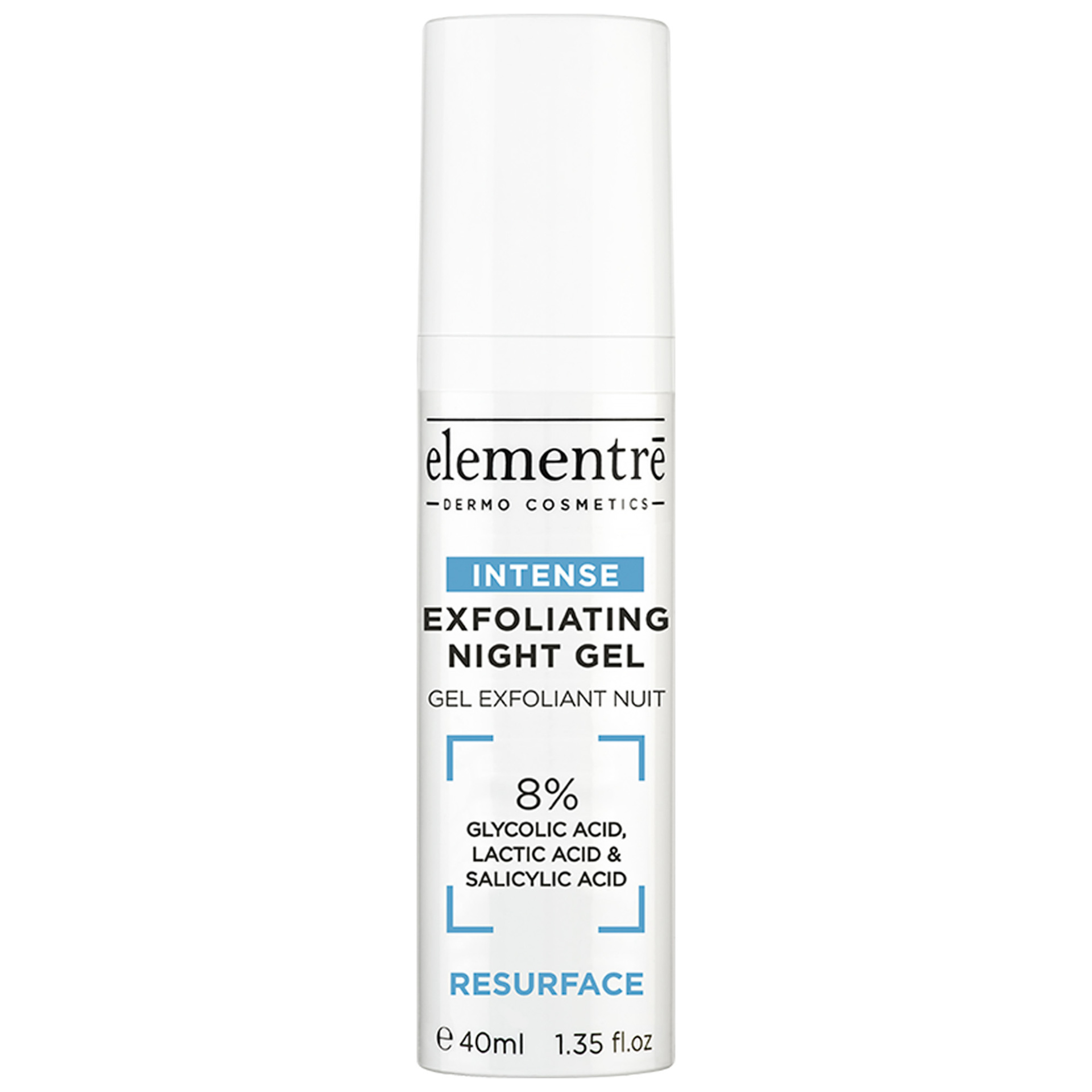 Gel exfoliant de noapte - 8% acid glicolic, lactic, salicilic 40 ml - elementrē