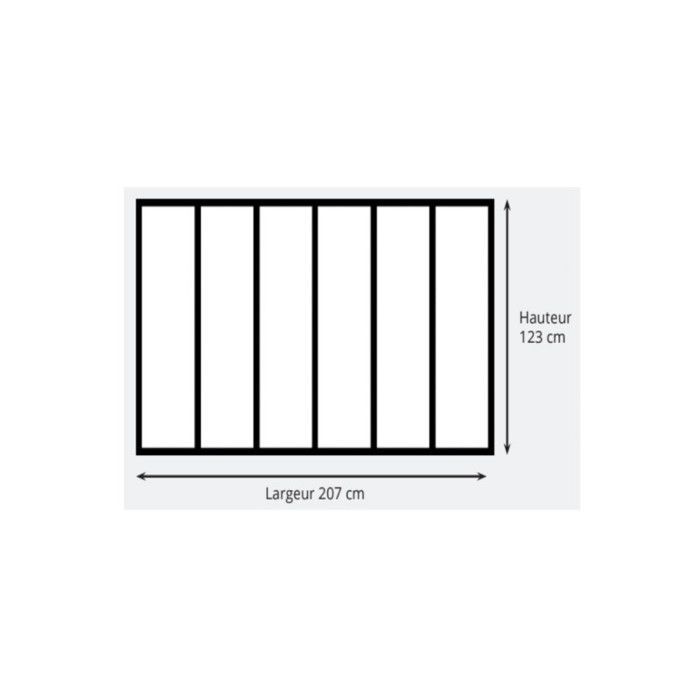 Binnenwand van aluminium en glas - 6 panelen met dwarsbalken en bogen - Zwart - 207 x 123 cm