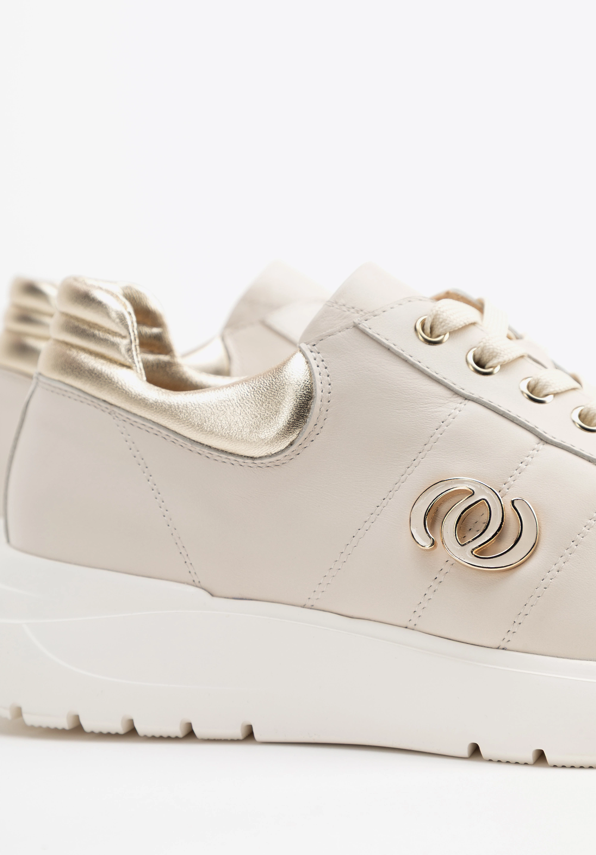 Damskie sneakersy z naturalnej skóry beżowe