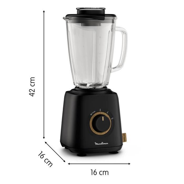 Moulinex Blender Eco Respect, Design écologique,1,75 L, 4 lames, 800 W, LM46EN10