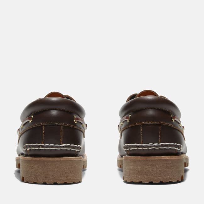 Scarpa da Barca 3-Eye Lug Handsewn da Uomo in                marrone