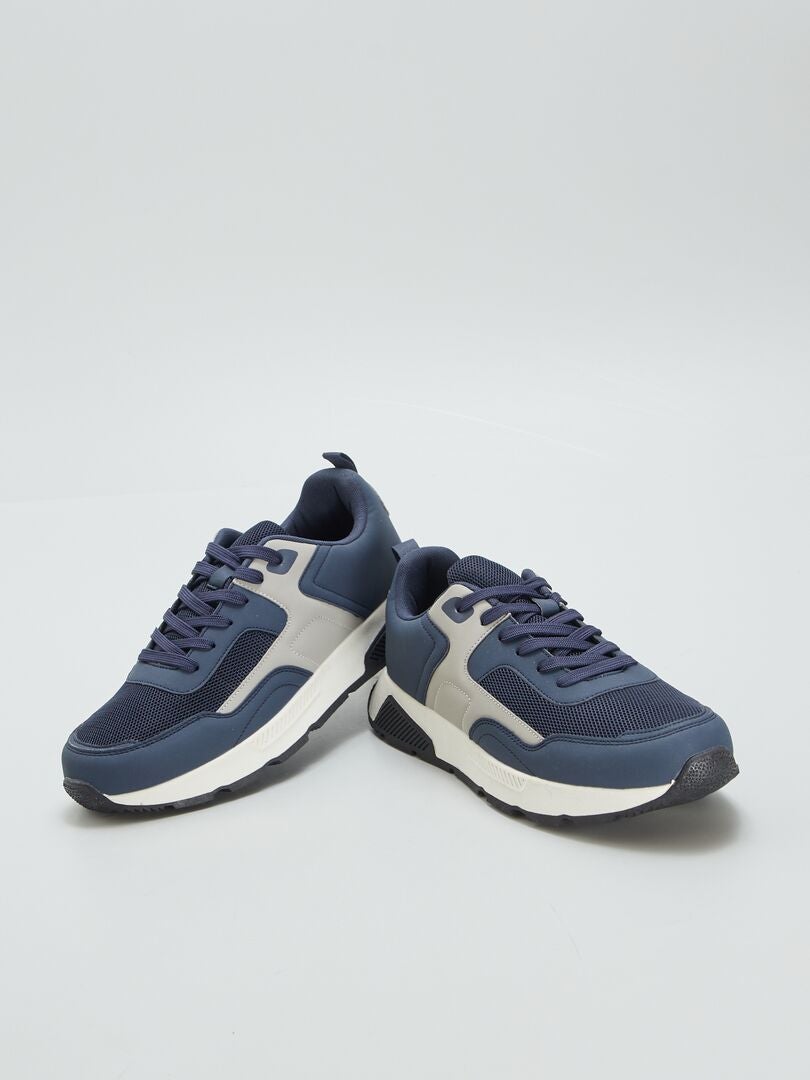 Tricolor mesh sportsneakers - blauw