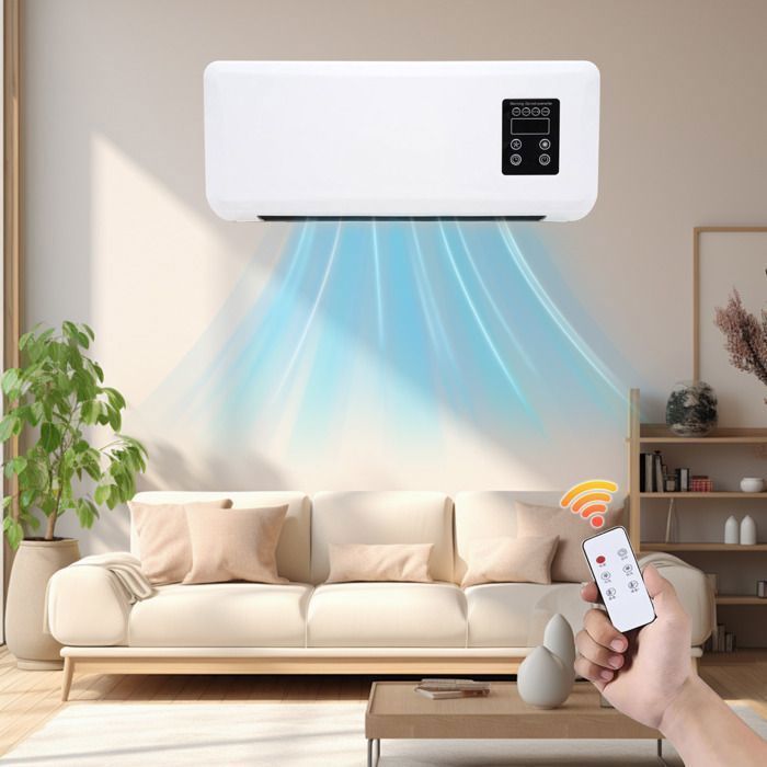 Ventilatore da parete da 2000 W, raffrescatore d'aria, riscaldatore elettrico, con telecomando, adatto per l'uso tutto l'anno.