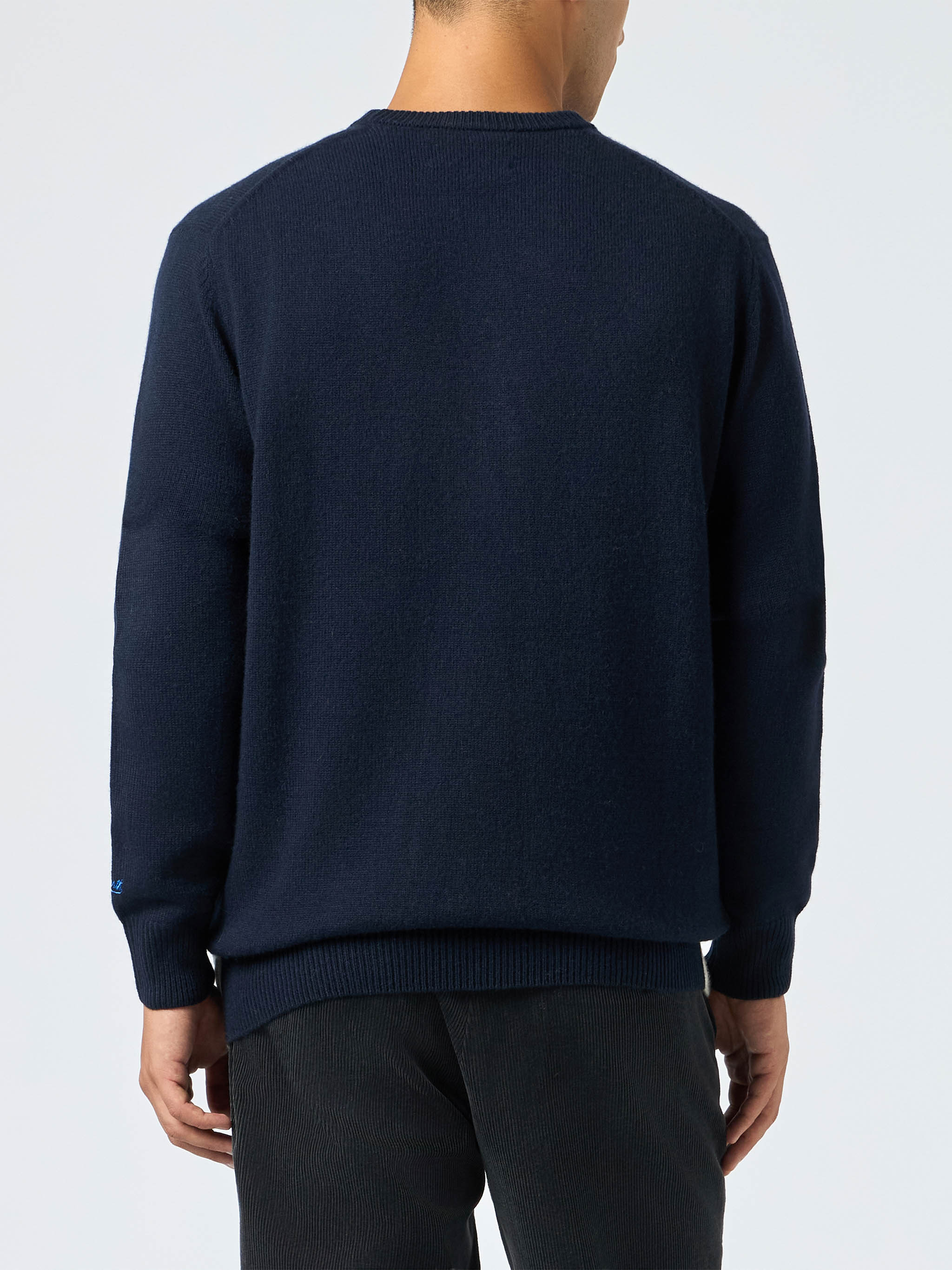Pull bleu pour homme Heron avec carte postale de couple de skieurs Cortina