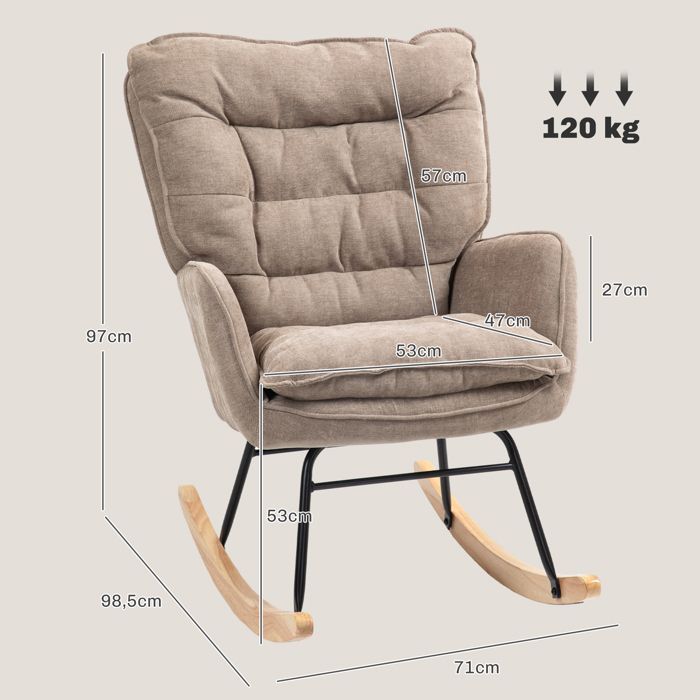 Mecedora, sillón, silla de lactancia con aspecto de chenilla, mecedora de hasta 1 plaza.