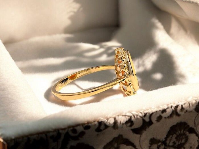 Anillo de camuflaje naranja, chapado en oro de 750/000