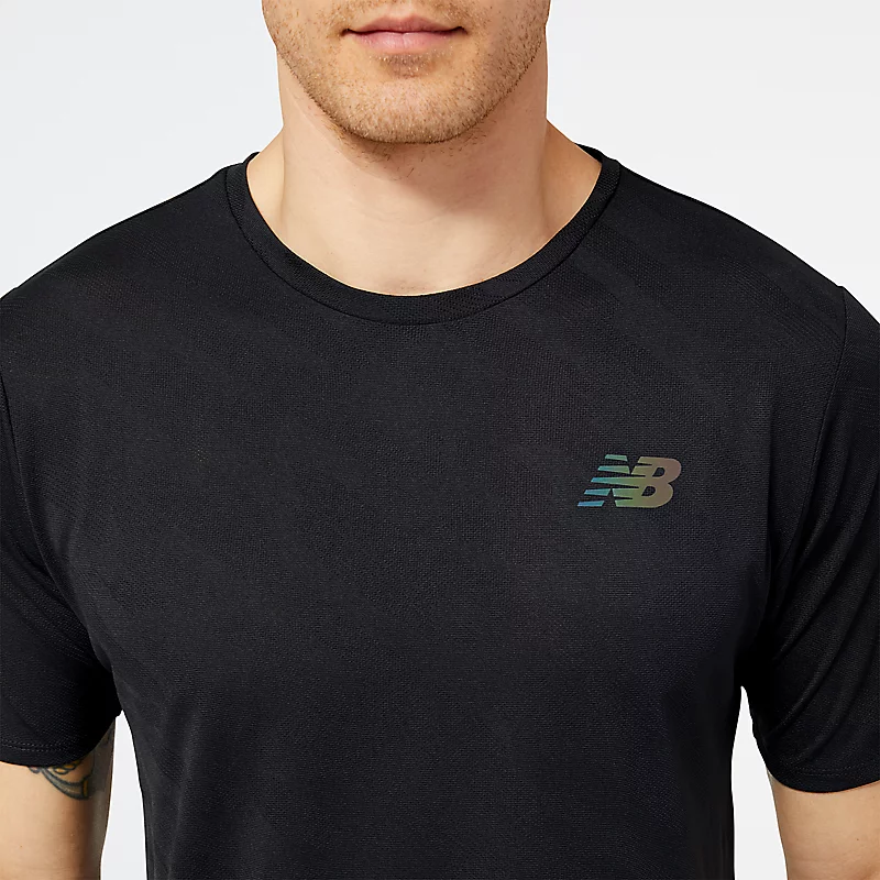 Pánské tričko s krátkým rukávem Q Speed Jacquard - ČERNÉ