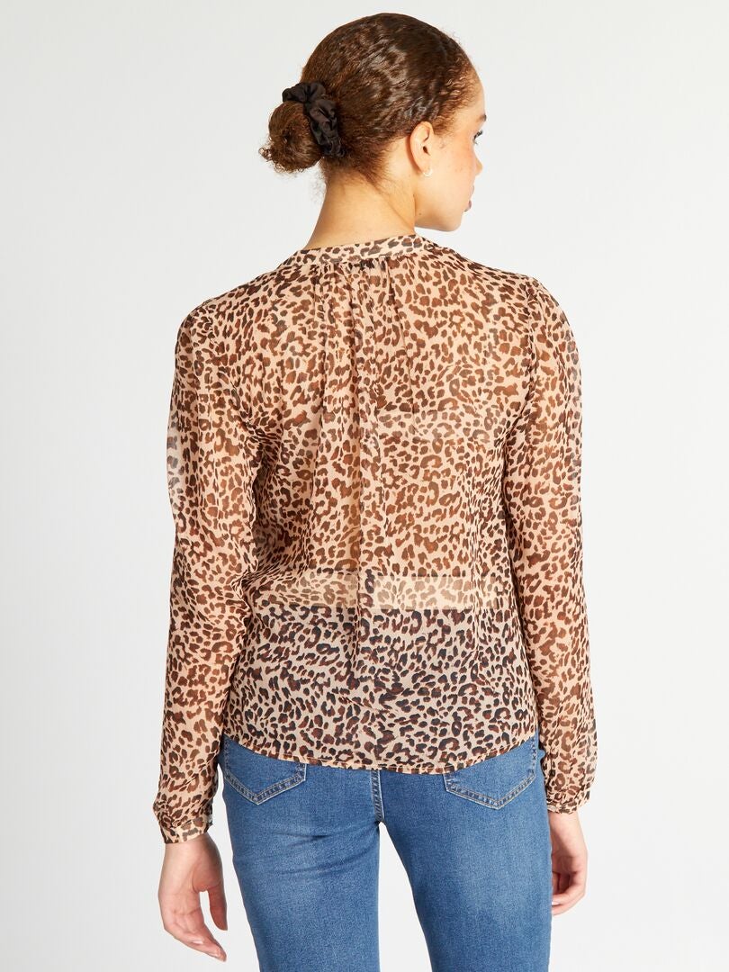 Blusa JDY com estampa de leopardo - Marrom/Leopardo