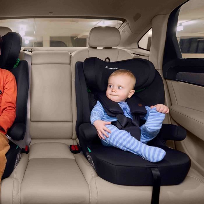 Seggiolino auto convertibile BEBE CONFORT GROW i-Safe con cinture di sicurezza, da 15 mesi a 12 anni (76-150 cm), standard di sicurezza R129, colore nero fumé.