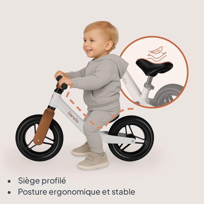 Balance bike - LIONELO - Toni - Ultra-light - Adjustable - Safety tested - Beige
