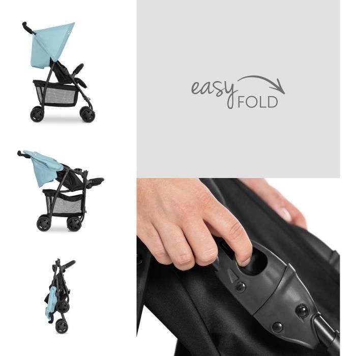 HAUCK - Poussette canne - SPORT - Pliable & inclinable - Capote Pare-Soleil - 4 roues - Noir / Bleu