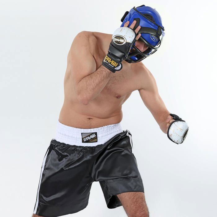 Capacete de Boxe - Farabi Sports - Protetor Facial Removível - Muay Thai - Artes Marciais para Sparring e Kickboxing - Azul