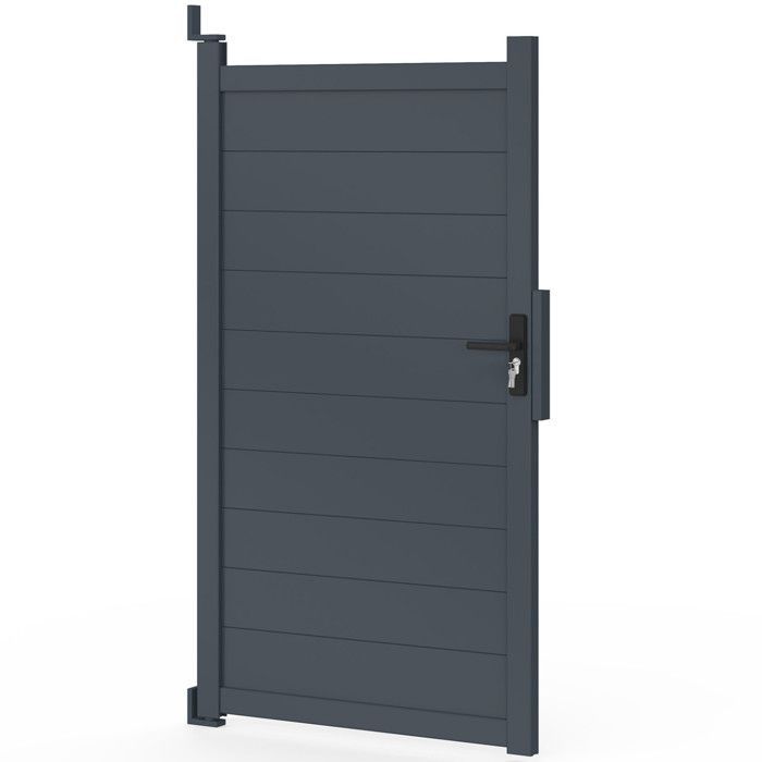 IDMARKET Gate 100x180 cm in anthracite grey aluminium
