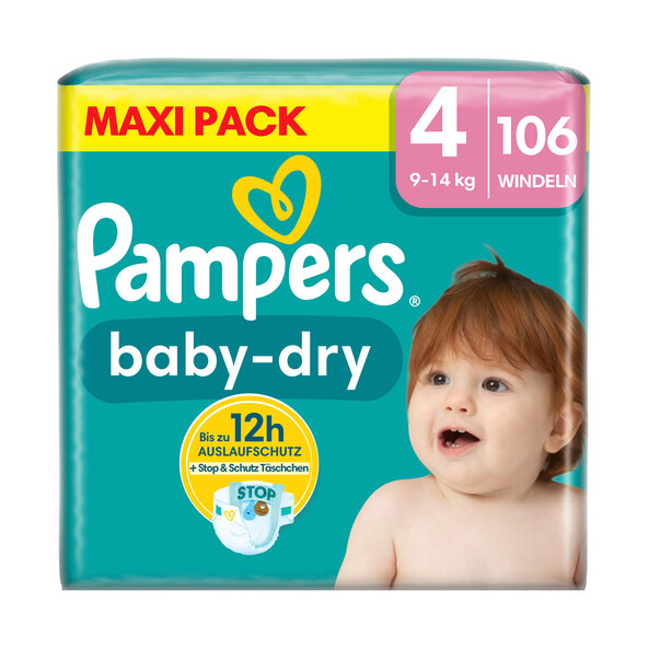 Fraldas Baby Dry, Tamanho 4 Maxi, Pacote Maxi, Conjunto com 2 unidades
