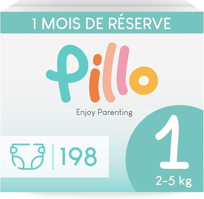 Pañales Pillo Talla 1 - Paquete de 198 pañales, 6 paquetes de 33 pañales para bebé Talla 1 - Recién nacido (2-5 kg) - Pañal para bebé recién nacido