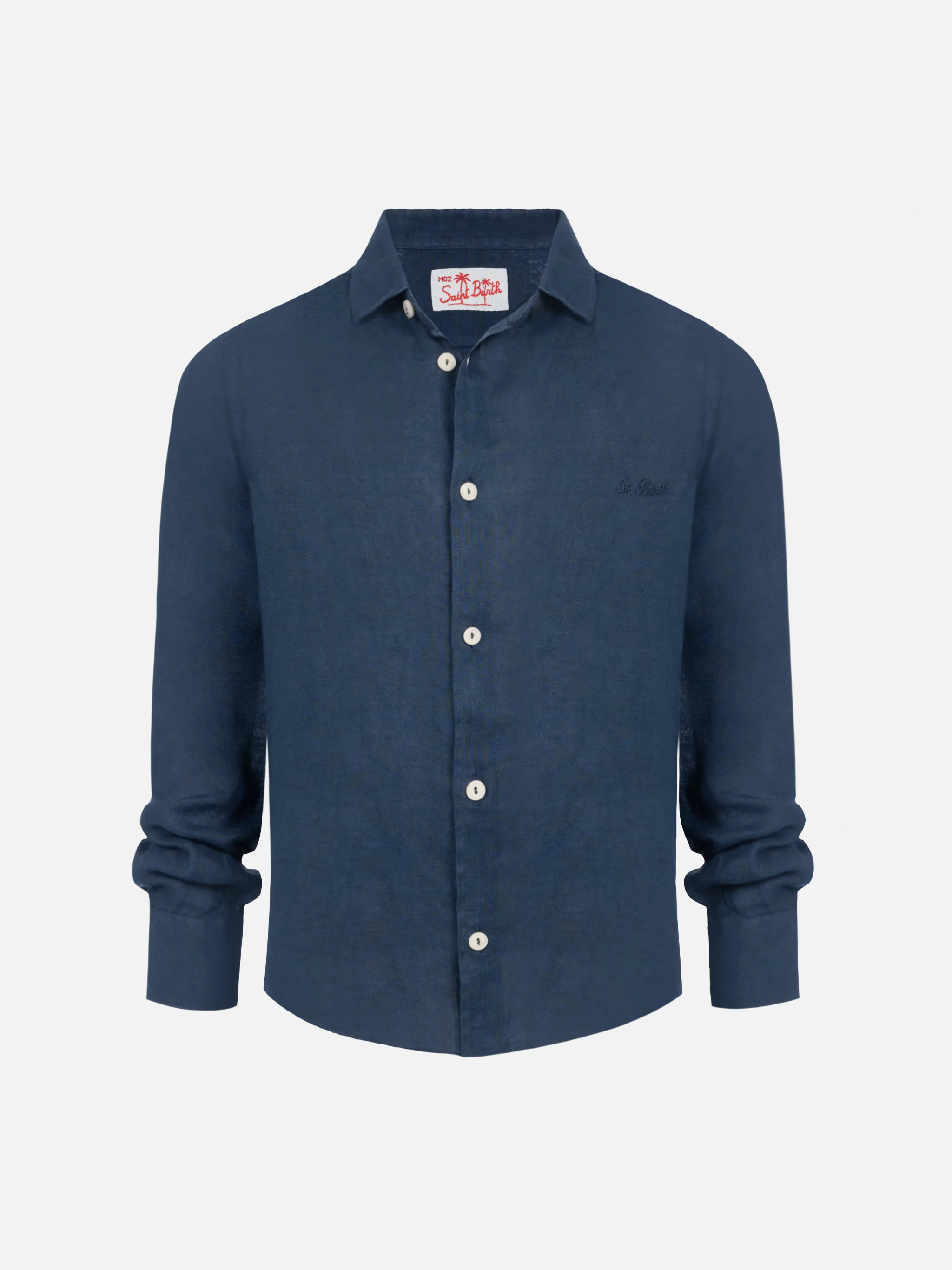 Agnes marineblauwe linnen blouse