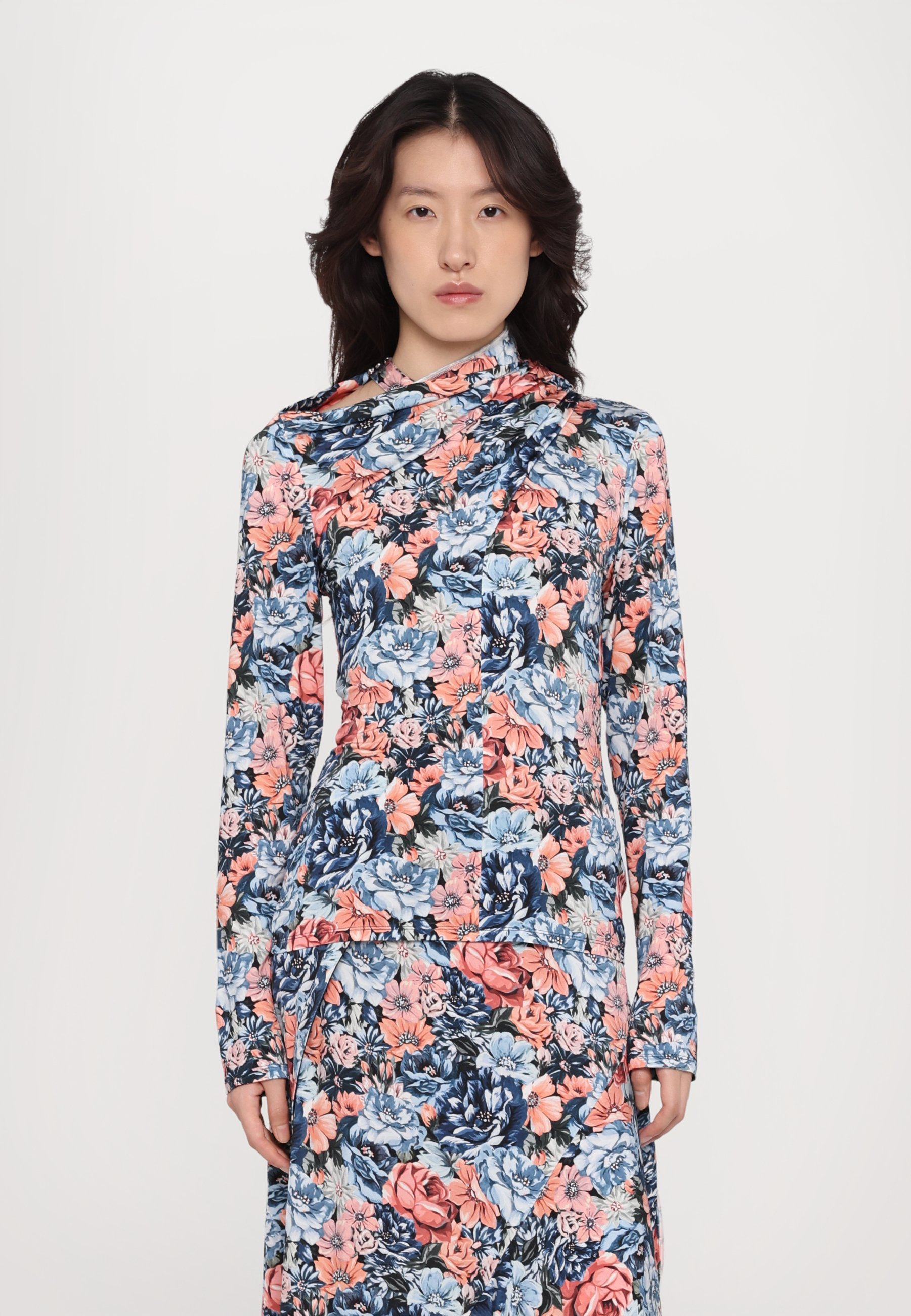 Blusa de manga comprida Rabanne - tapeçaria inglesa/rosa/azul/verde