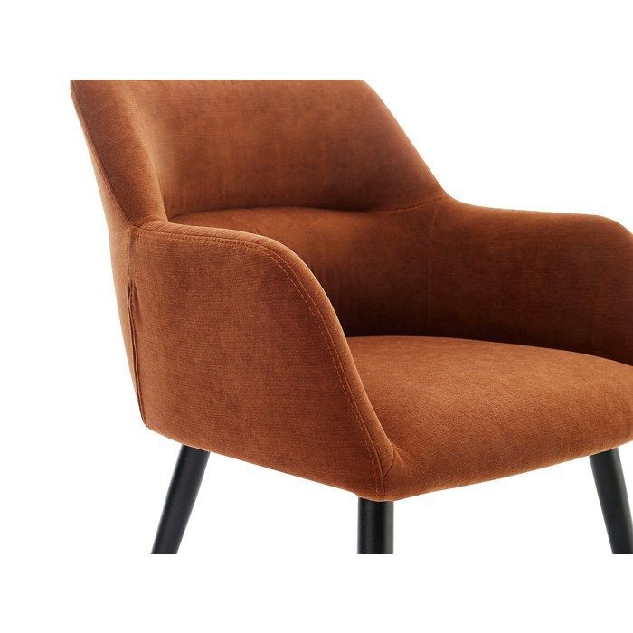 Set di 2 sedie con braccioli in tessuto e metallo nero - Terracotta - HEKA