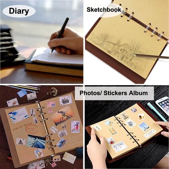 Retro Notebooks & Journals Agenda Binder Sketch Leather Book SOIL COVER 14X10CM REPLACABLE KRAFT PAPER INNEREN SAPE[J24]