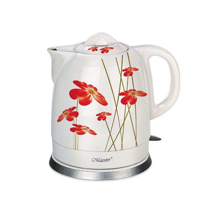 Elektrische waterkoker - Maestro - MR-066 - 1,5 L - 1200 W - Rood en wit keramiek